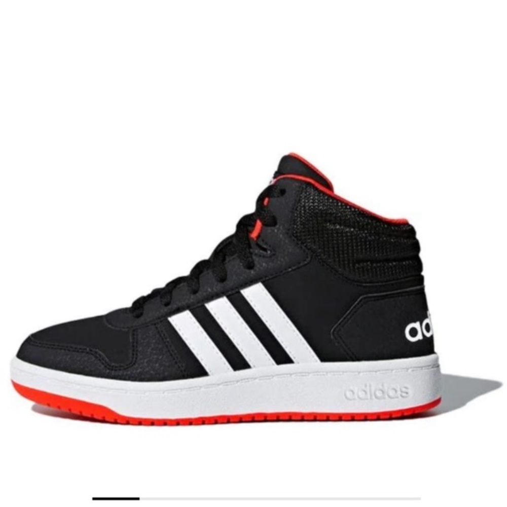Adidas Hoops 2.0 Mid J 'Black Hi-Res Red big kids B75743